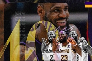 湖人官方配图老詹4万分：重要的40岁 祝勒布朗-詹姆斯生日快乐