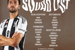 尤文意超杯大名单：洛卡特利、孔塞桑、DV9领衔，达尼洛落选