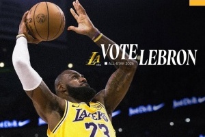 湖人官方为詹姆斯拉票全明星：他40岁啦！