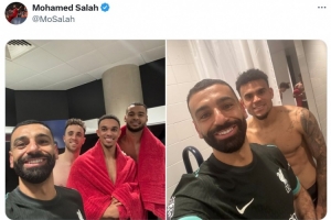 五福临门！萨拉赫赛后社媒晒和利物浦其他4名进球者合照