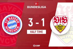 冠军在望！拜仁暂3-1领先斯图加特 杰克逊破门阿方索·戴维斯建功