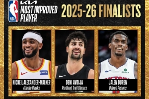 本赛季最快进步球员候选：亚历山大-沃克、阿夫迪亚、杜伦